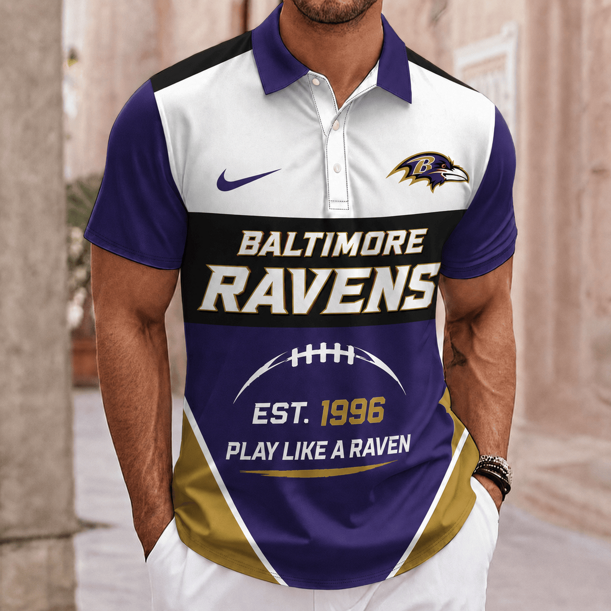 ELITE EDITION - NEW CUSTOMIZED NFL28 BTR BALTIMORE RAVENS POLO SHIRT, ZIP POLO SHIRT & T-SHIRTS