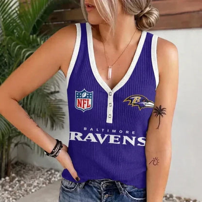 [SPECIAL OFFER] NEW CUSTOMIZED NFL28 BTR BALTIMORE RAVENS WOMEN'S V-NECK TANK TOP