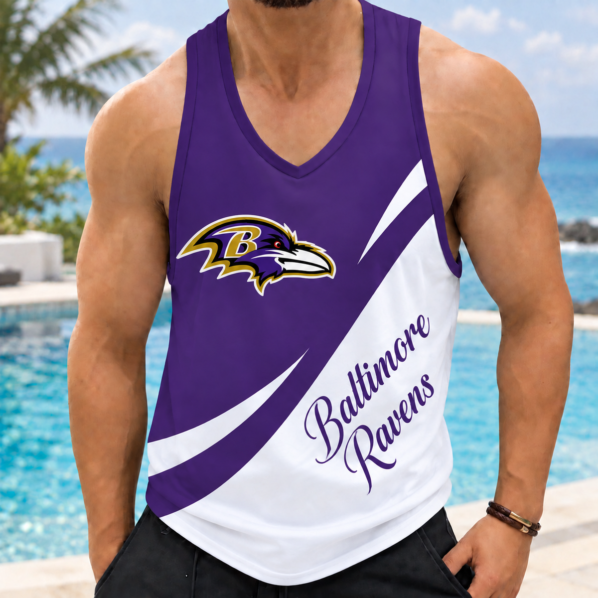 ELITE EDITION - NEW CUSTOMIZED NFL28 BTR BALTIMORE RAVENS MEN'S TANK TOP