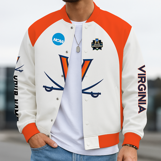 LIMITED DROP - NEW CUSTOMIZED|NCAA CWS28 VIC VI CAVALIERS BASEBALL JACKET, SATIN VARSITY JACKET