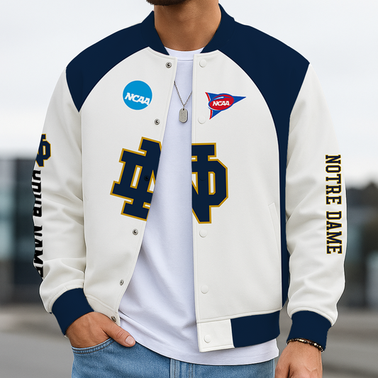 LIMITED DROP - NEW CUSTOMIZED | NCAA FBS28 NFI ND FIGHTING IRISH BASEBALL JACKET, SATIN VARSITY JACKET