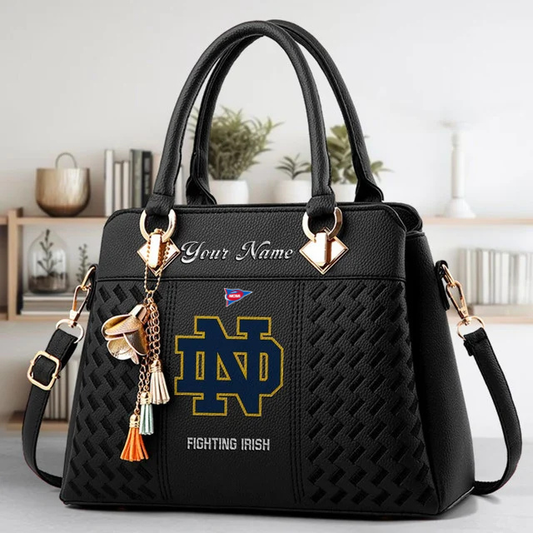 LIMITED EDITION - NEW CUSTOMIZED NCAA FBS28 NFI ND FIGHTING IRISH ZIP HANDBAG MULTICOLOR