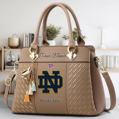 LIMITED EDITION - NEW CUSTOMIZED NCAA FBS28 NFI ND FIGHTING IRISH ZIP HANDBAG MULTICOLOR
