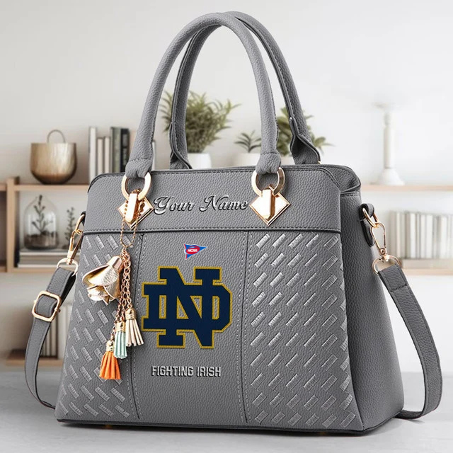 LIMITED EDITION - NEW CUSTOMIZED NCAA FBS28 NFI ND FIGHTING IRISH ZIP HANDBAG MULTICOLOR