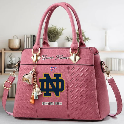 LIMITED EDITION - NEW CUSTOMIZED NCAA FBS28 NFI ND FIGHTING IRISH ZIP HANDBAG MULTICOLOR
