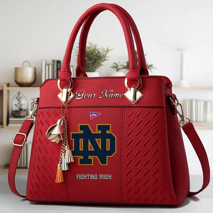 LIMITED EDITION - NEW CUSTOMIZED NCAA FBS28 NFI ND FIGHTING IRISH ZIP HANDBAG MULTICOLOR