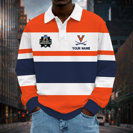 MEGA SALE - NEW CUSTOMIZED CWS NCAA28 VIC VI CAVALIERS UNISEX LONG SLEEVE POLO