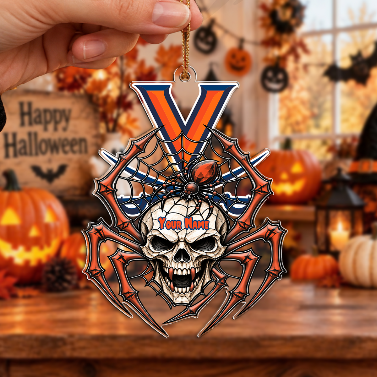 FINAL SALE - NEW CUSTOMIZED NCAA CWS28 VIC VIRGINIA CAVALIERS HALLOWEEN ACRYLIC ORNAMENT