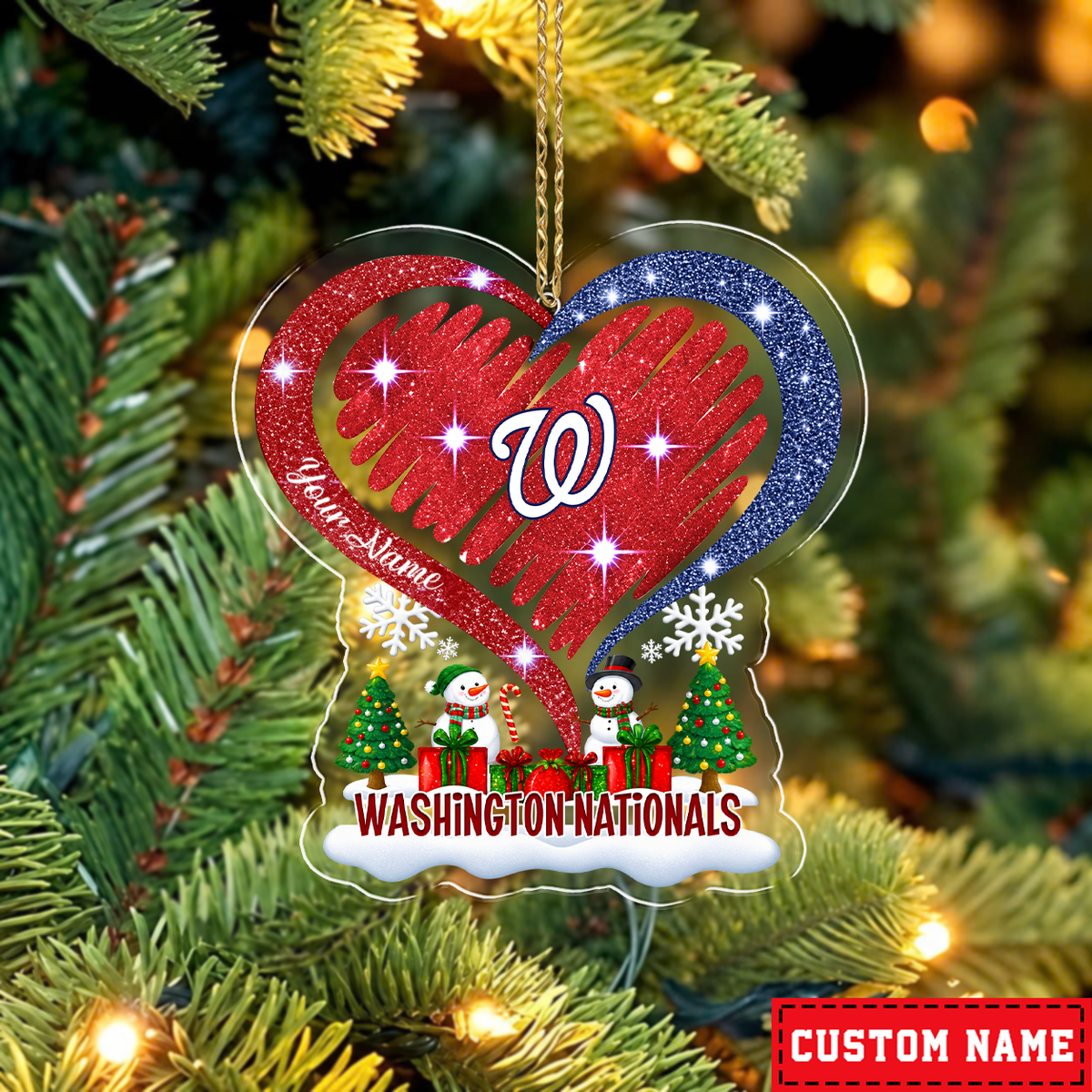 FINAL SALE - NEW CUSTOMIZED MLB28 WNS WASHINGTON NATIONALS CHRISTMAS ACRYLIC ORNAMENT