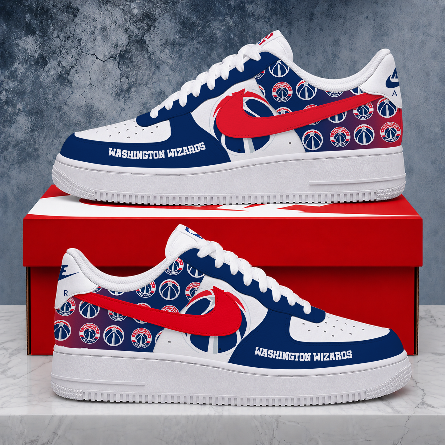 ELITE EDITION - NEW CUSTOMIZED NBA28 WWI WASHINGTON WIZARDS AF1 SNEAKERS