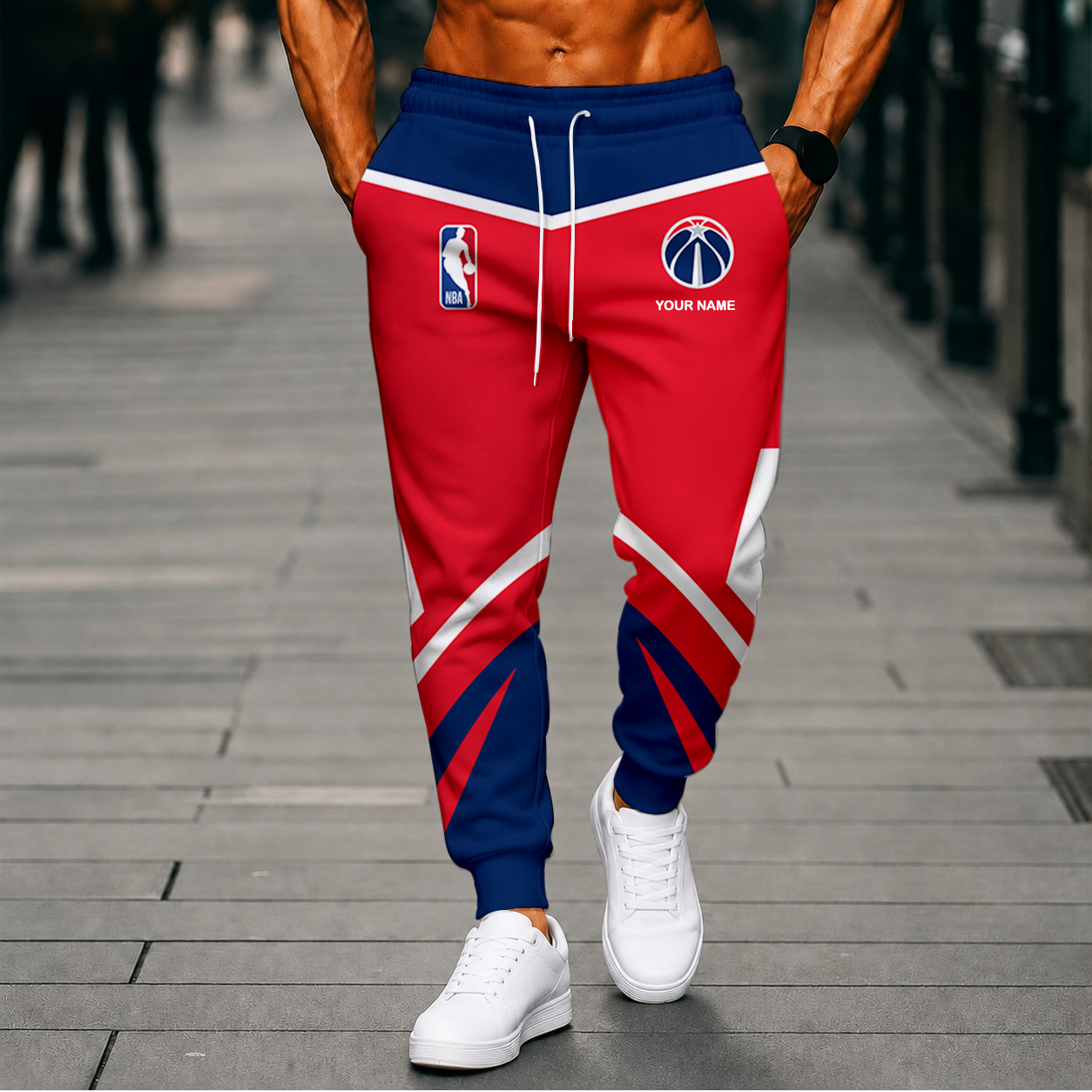 LIMITED EDITION - NEW CUSTOMIZED NBA28 WWI WASHINGTON WIZARDS SWEATPANTS