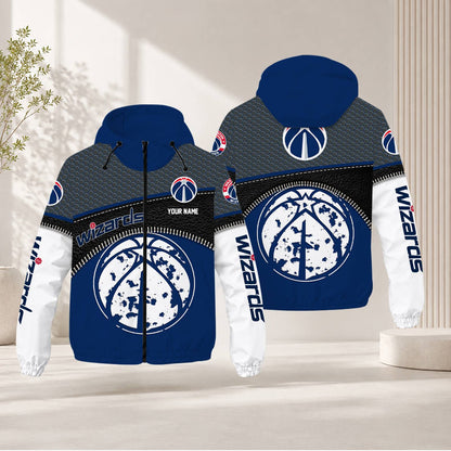 FLASH SALE - NEW CUSTOMIZED NBA28 WWI WASHINGTON WIZARDS WINDBREAKER JACKET