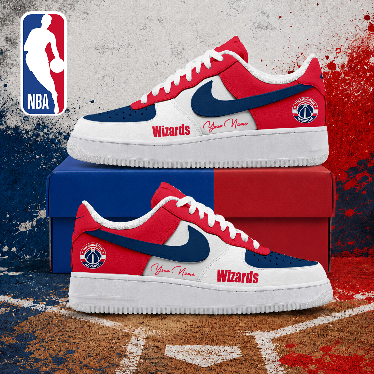 FINAL SALE - NEW CUSTOMIZED NBA28 WWI WASHINGTON WIZARDS AF1 SNEAKERS