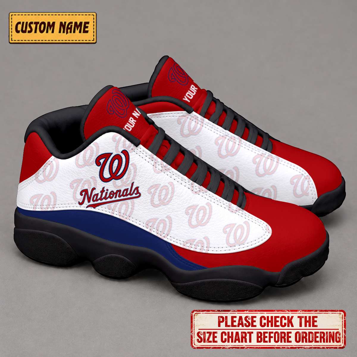 LIMITED EDITION - NEW CUSTOMIZED NFL28 WNS WASHINGTON NATIONALS AIR JORDAN 13 LOW TOP SNEAKER