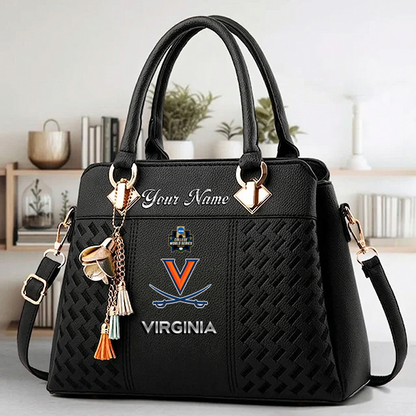 VIRAL EDITON - NEW CUSTOMIZED NCAA CWS28 VIC VI CAVALIERS ZIP HANDBAG MULTICOLOR