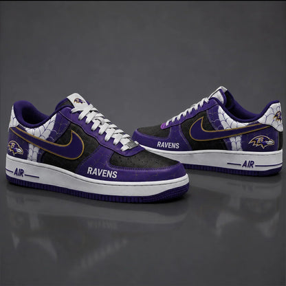 [SPECIAL OFFER] NEW CUSTOMIZED NFL28 BTR BALTIMORE RAVENS x SPIDER AF1 SHOES