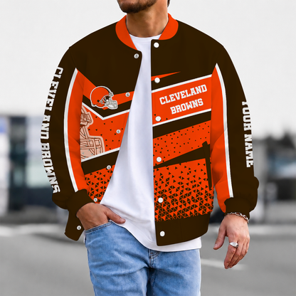 LIMITED EDITION - NEW CUSTOMIZED NFL29 CLB CLEVELAND BROWNS SATIN VARSITY & BASEBALL JACKET