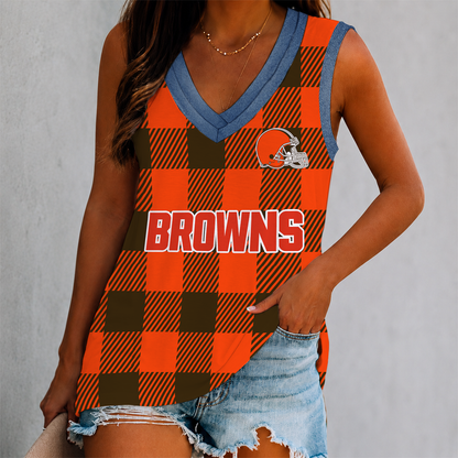 LIMITED EDITION - NEW CUSTOMIZED NFL29 CLB CLEVELAND BROWNS WOMEN'S V-NECK TANK TOP