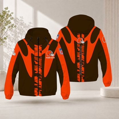 SPECIAL EDITION - NEW CUSTOMIZED NFL29 CLB CLEVELAND BROWNS WINDBREAKER JACKET