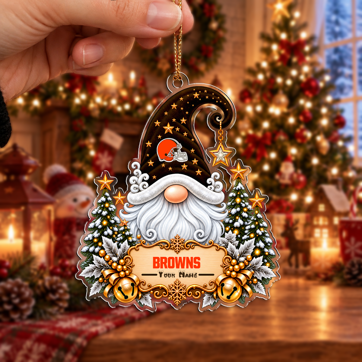 LIMITED EDITION - NEW CUSTOMIZED NFL29 CLB CLEVELAND BROWNS CHRISTMAS ACRYLIC ORNAMENT