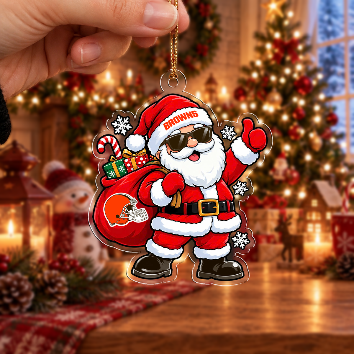 LIMITED EDITION - NEW CUSTOMIZED NFL29 CLB CLEVELAND BROWNS ACRYLIC ORNAMENT