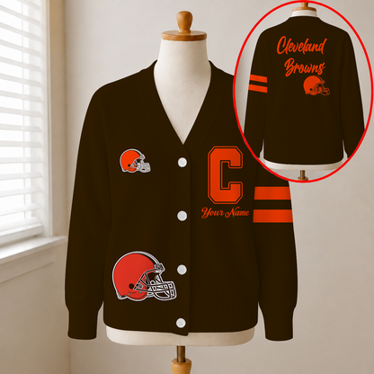 EXCLUSIVE EDITION - NEW CUSTOMIZED NFL29 CLB CLEVELAND BROWNS CARDIGAN