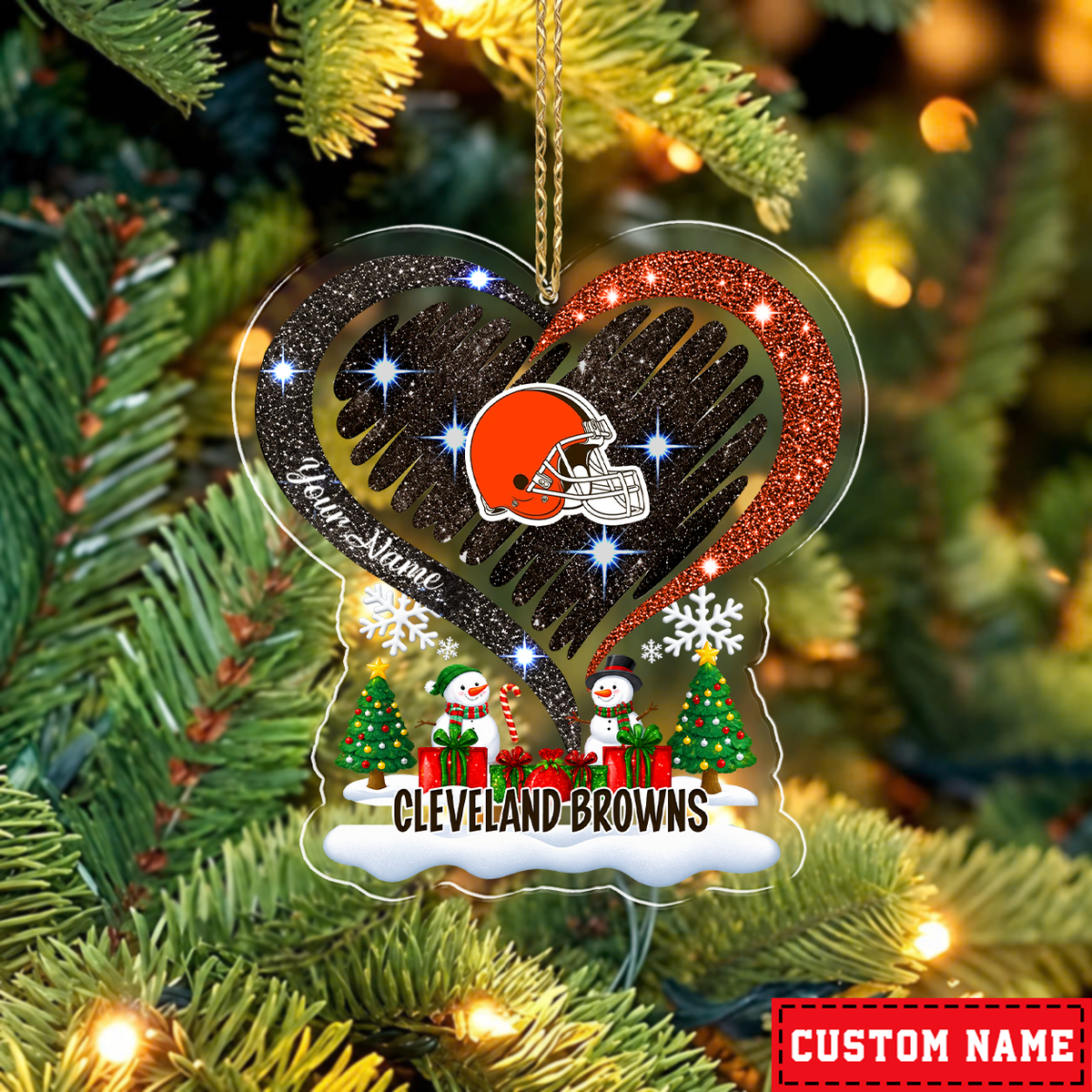 LIMITED EDITION - NEW CUSTOMIZED NFL29 CLB CLEVELAND BROWNS CHRISTMAS ACRYLIC ORNAMENT