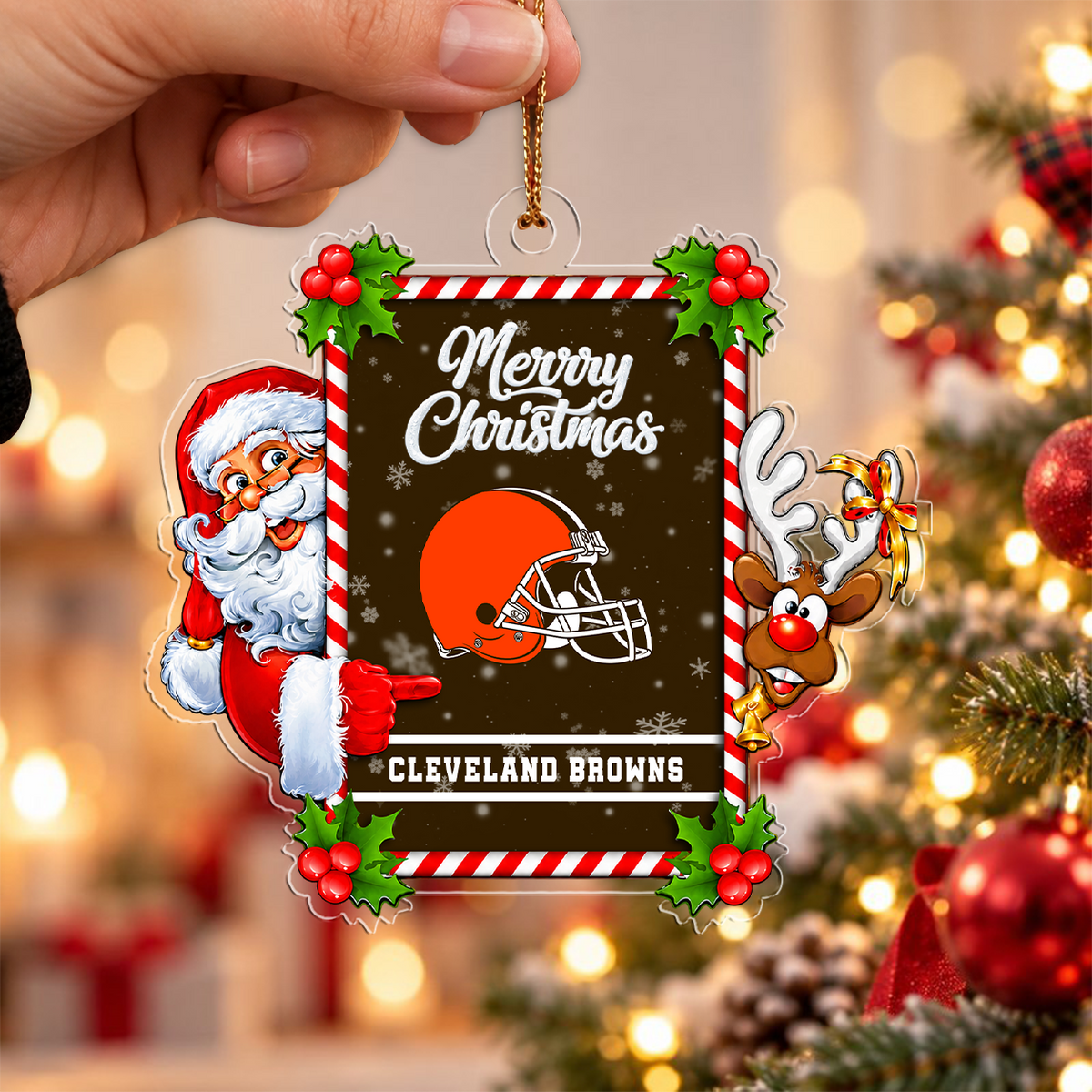 FINAL SALE - NEW CUSTOMIZED NFL29 CLB CLEVELAND BROWNS CHRISTMAS ACRYLIC ORNAMENT