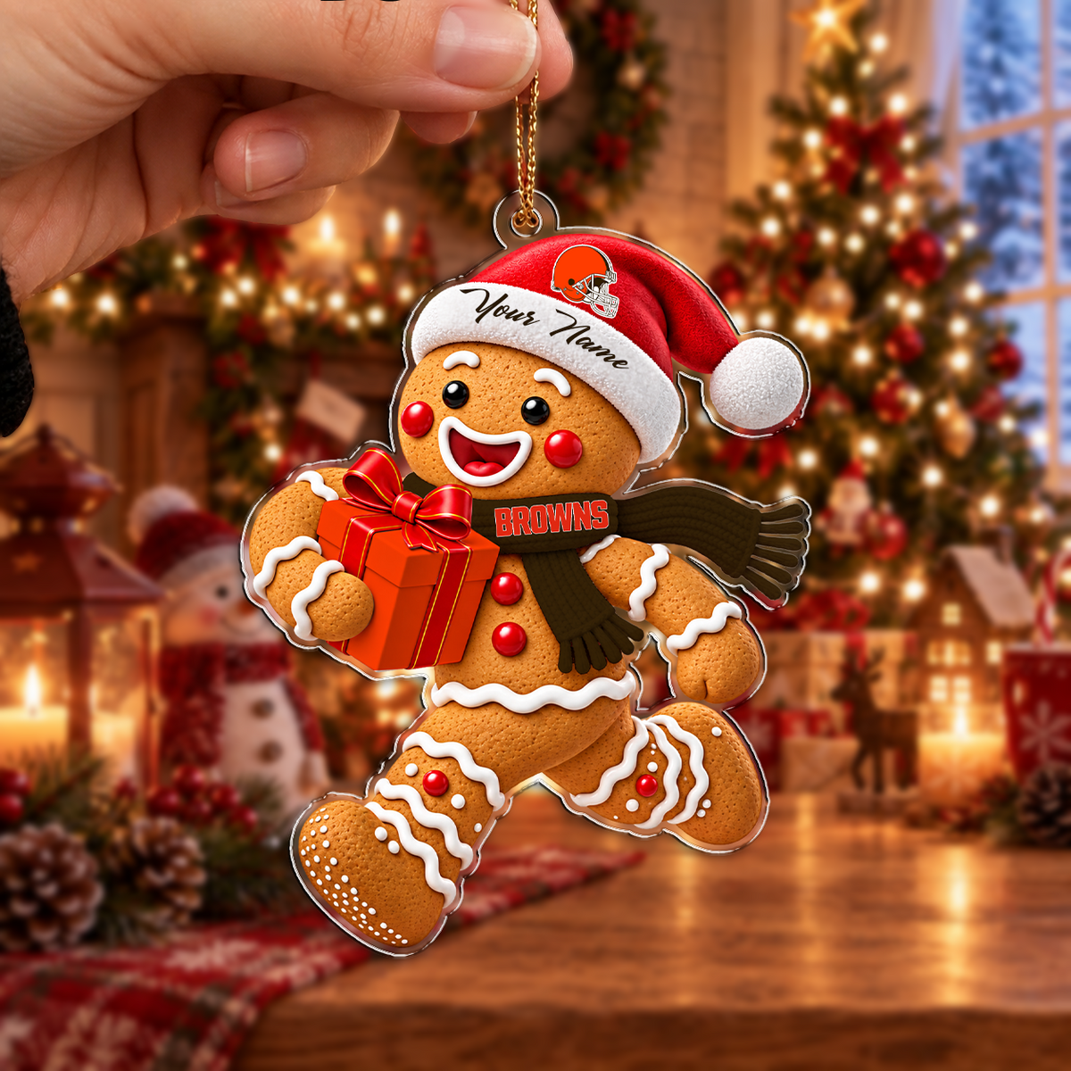 FINAL SALE - NEW CUSTOMIZED NFL29 CLB CLEVELAND BROWNS CHRISTMAS ACRYLIC ORNAMENT