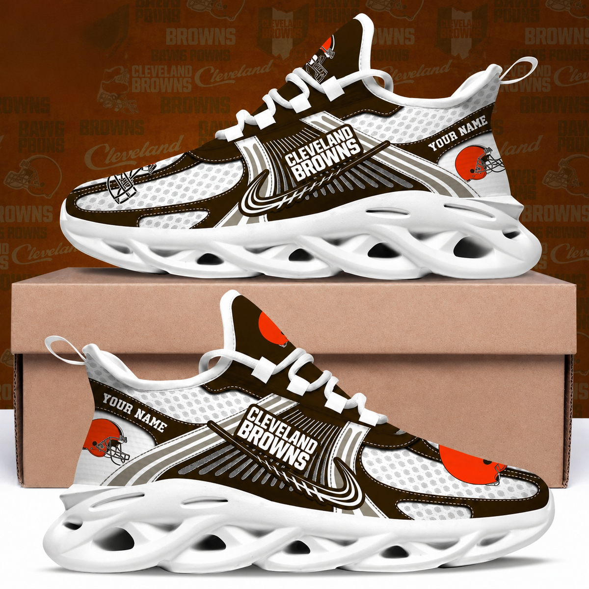 SPECIAL EDITION - NEW CUSTOMIZED NFL29 CLB CLEVELAND BROWNS MAX SOUL SHOES