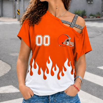 LIMITED EDITION - NEW CUSTOMIZED NFL29 CLB CLEVELAND BROWNS WOMEN'S SHOULDER SHIRT
