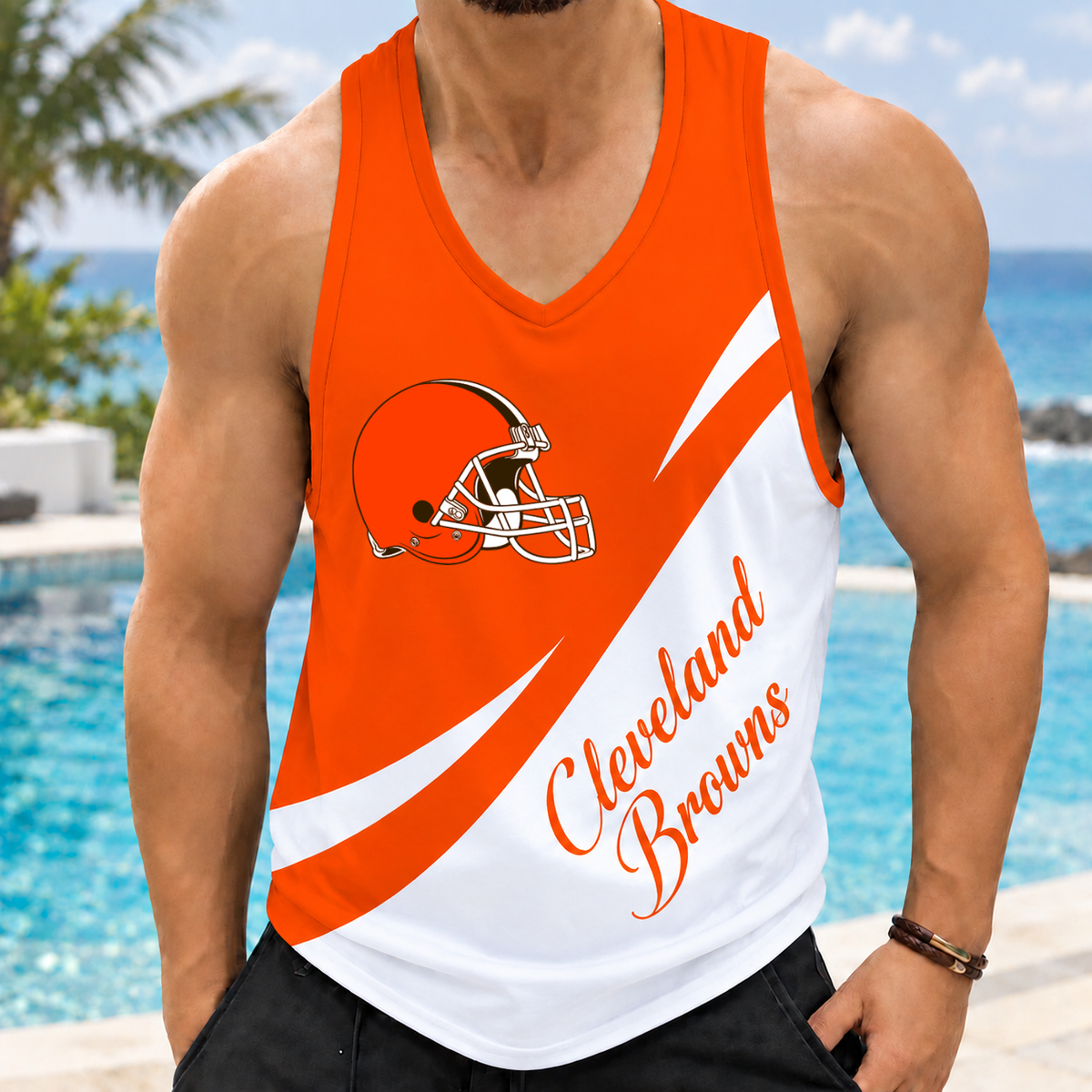 ELITE EDITION - NEW CUSTOMIZED NFL29 CLB CLEVELAND BROWNS MEN'S TANK TOP