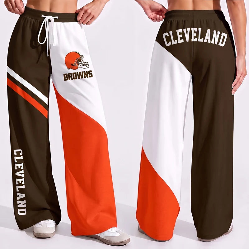 LIMITED EDITION - NEW CUSTOMIZED NFL29 CLB CLEVELAND BROWNS WOMEN'S WIDE LEG PANTS