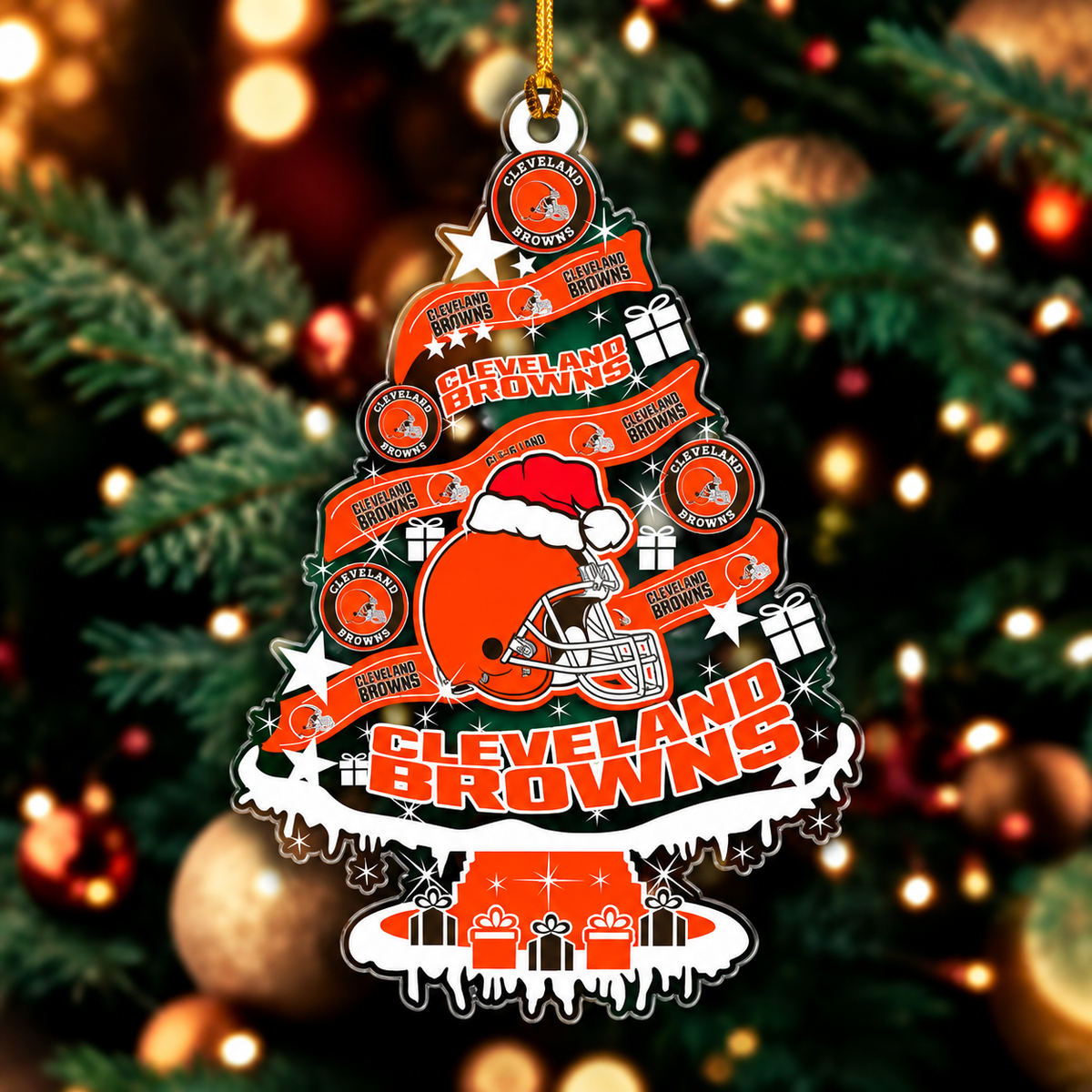 SPECIAL EDITION - NEW CUSTOMIZED NFL29 CLB CLEVELAND BROWNS CHRISTMAS ACRYLIC ORNAMENT