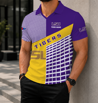 VIRAL EDITION - NEW CUSTOMIZED NCAA FBS29 LST LSU TIGERS POLO SHIRT