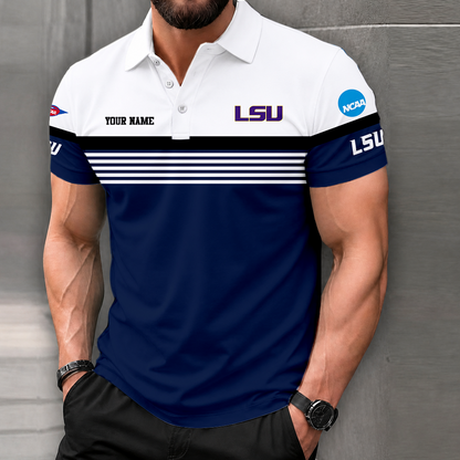 LIMITED EDITION - NEW CUSTOMIZED NCAA FBS29 LST LSU TIGERS POLO SHIRT