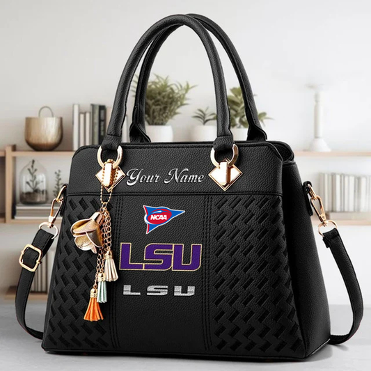 LIMITED EDITION - NEW CUSTOMIZED NCAA FBS29 LST LSU TIGERS ZIP HANDBAG MULTICOLOR
