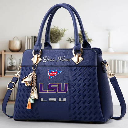 LIMITED EDITION - NEW CUSTOMIZED NCAA FBS29 LST LSU TIGERS ZIP HANDBAG MULTICOLOR