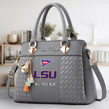 LIMITED EDITION - NEW CUSTOMIZED NCAA FBS29 LST LSU TIGERS ZIP HANDBAG MULTICOLOR