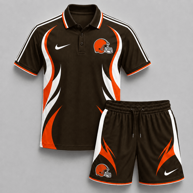 EXCLUSIVE EDITION - NEW CUSTOMIZED | NFL29 CLB CLEVELAND BROWNS POLO SHIRT & SHORT PANTS SET