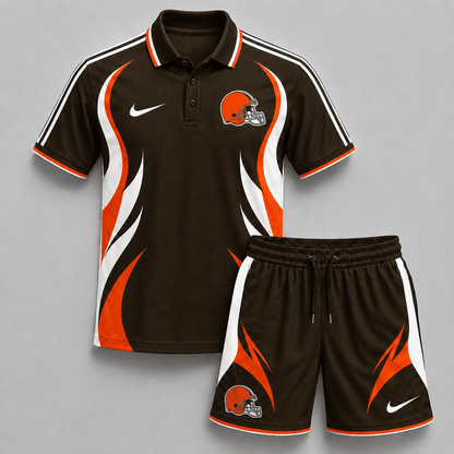 EXCLUSIVE EDITION - NEW CUSTOMIZED | NFL29 CLB CLEVELAND BROWNS POLO SHIRT & SHORT PANTS SET