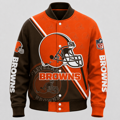 SPECIAL EDITION - NEW CUSTOMIZED | NFL29 CLB CLEVELAND BROWNS SATIN VARSITY & BASEBALL JACKET