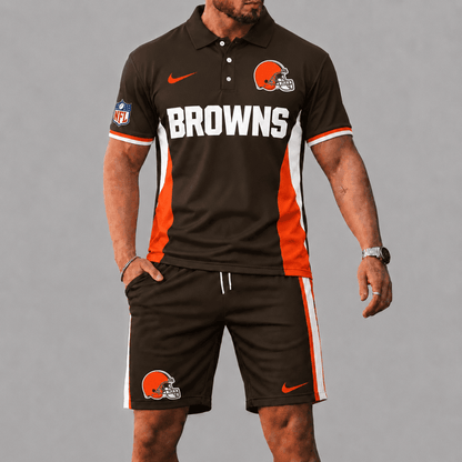 SPECIAL EDITION - NEW CUSTOMIZED | NFL29 CLB CLEVELAND BROWNS POLO SHIRT & SHORT PANTS SET