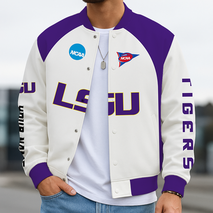 LIMITED DROP - NEW CUSTOMIZED | NCAA FBS29 LST LSU TIGERS BASEBALL JACKET, SATIN VARSITY JACKET