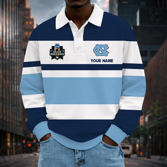 MEGA SALE - NEW CUSTOMIZED CWS NCAA29 NTH NC TAR HEELS UNISEX LONG SLEEVE POLO