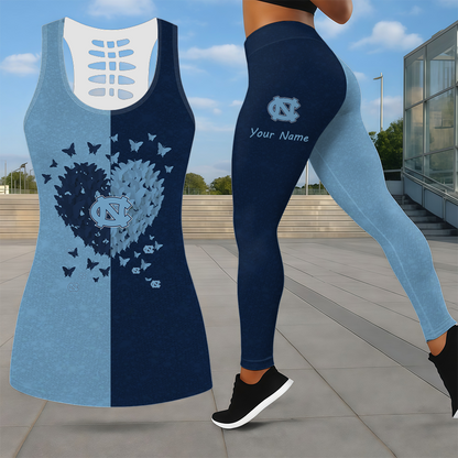 LIMITED EDITION - NEW CUSTOMIZED NCAA CWS29 NTH NORTH CAROLINA TAR HEELS LEGGINGS & HOLLOW TANK TOP SET