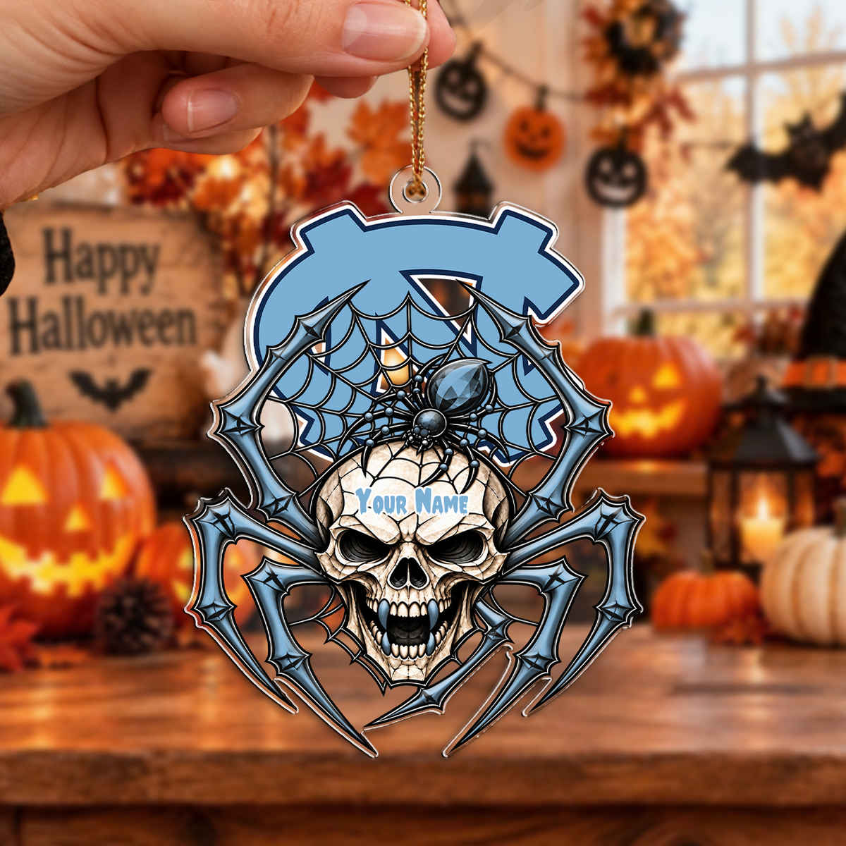 FINAL SALE - NEW CUSTOMIZED NCAA CWS29 NTH NORTH CAROLINA TAR HEELS HALLOWEEN ACRYLIC ORNAMENT