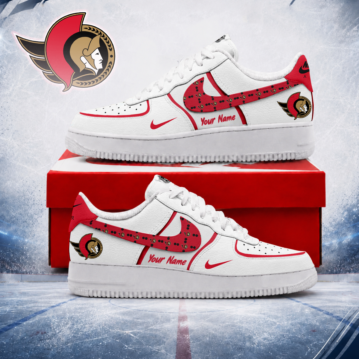 LIMITED EDITION - NEW CUSTOMIZED NHL29 OSN OTTAWA SENATORS AF1 SHOES