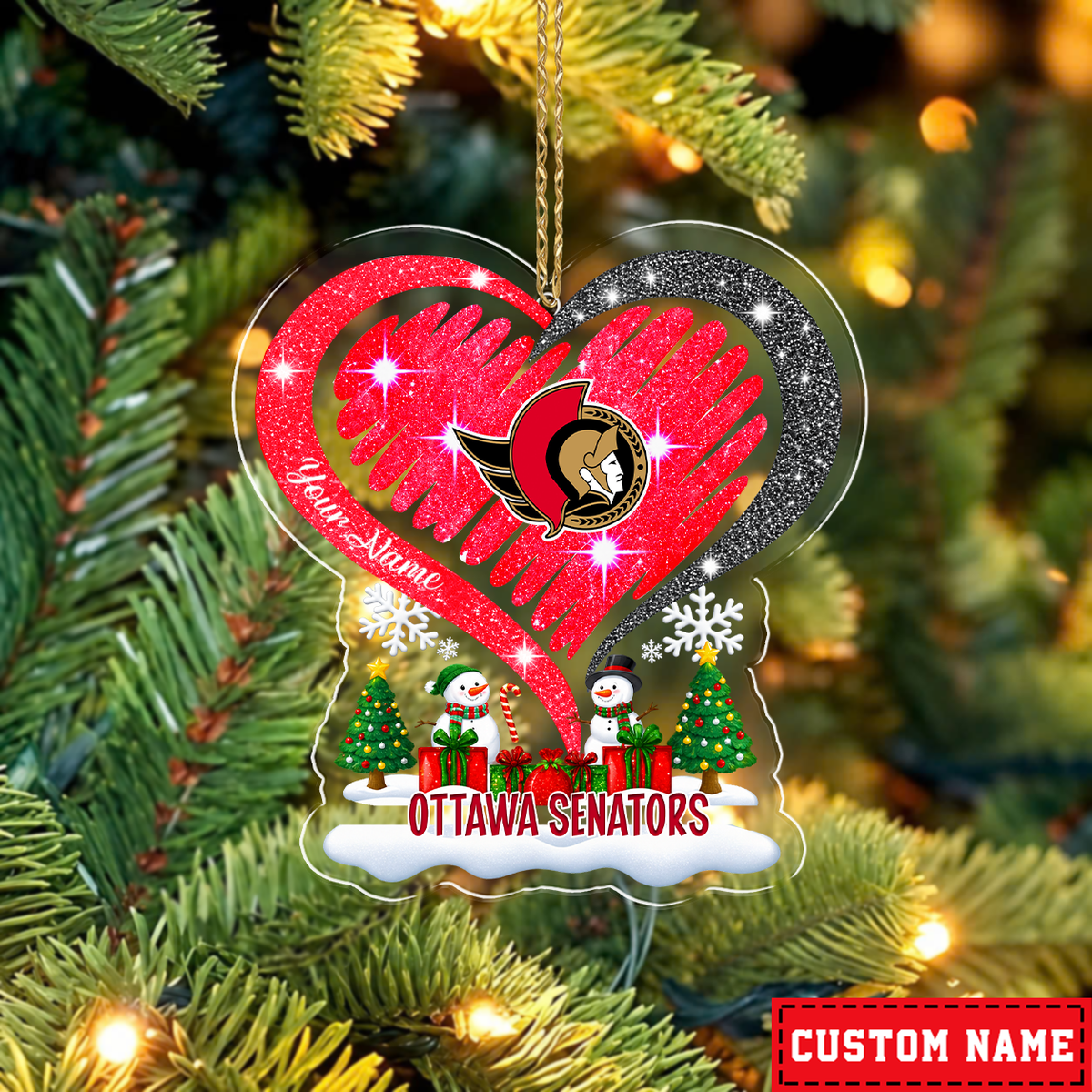 LIMITED EDITION - NEW CUSTOMIZED NHL29 OSN OTTAWA SENATORS CHRISTMAS ACRYLIC ORNAMENT