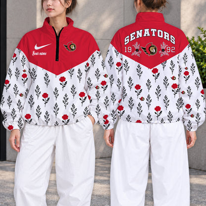 SPECIAL EDITION - NEW CUSTOMIZED NHL29 OSN OTTAWA SENATORS V-NECK ZIPPER SWEATSHIRT JACKET